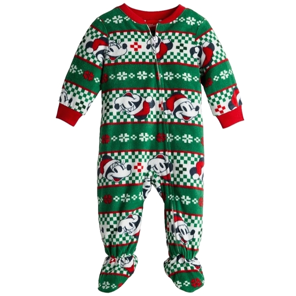 Disney Other - Disney Mickey Mouse One Piece Holiday Blanket Sleeper 24M